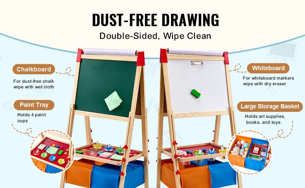 Kids Magnetic Art Easel Drawing Board with Adjustable Height Set-1PC / United States
