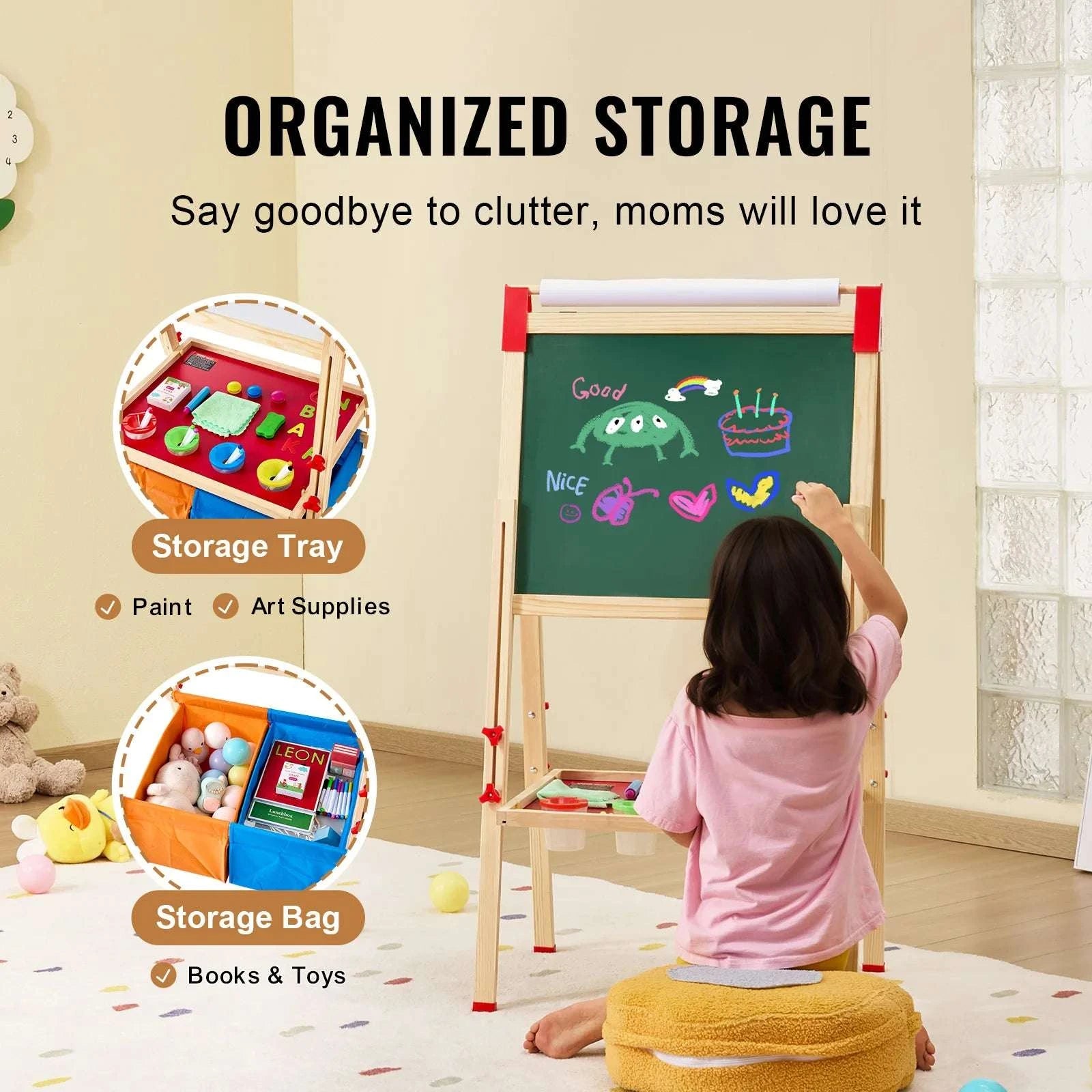 Kids Magnetic Art Easel Drawing Board with Adjustable Height Set-1PC / United States