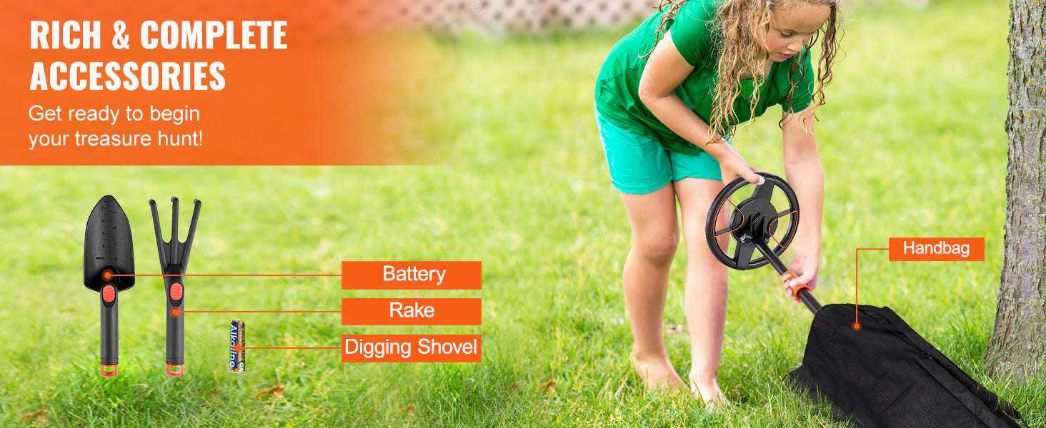 Kids Metal Detector 6" Waterproof Coil with LCD & Adjustable Handle-6 Inch Search Coil / france