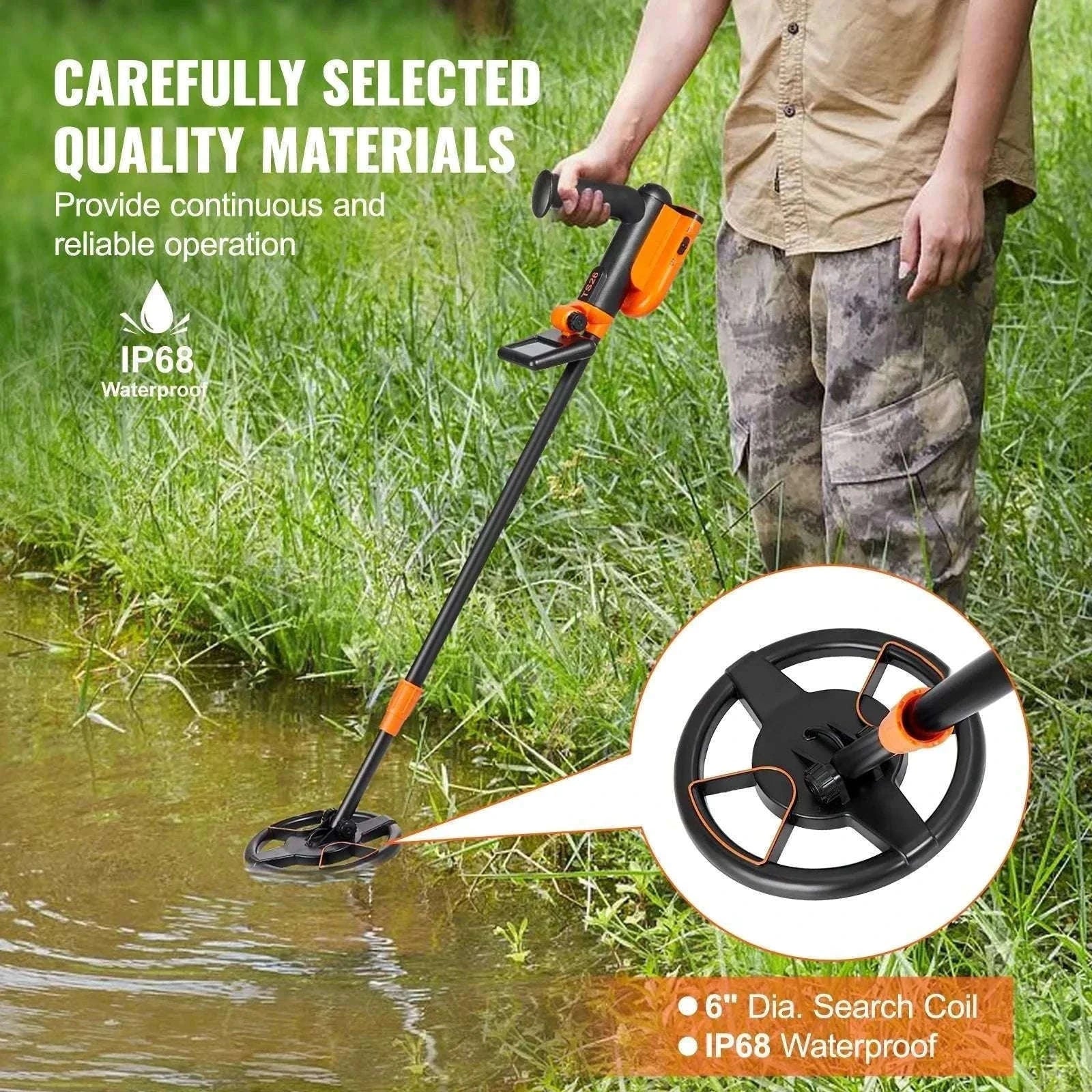 Kids Metal Detector 6" Waterproof Coil with LCD & Adjustable Handle-6 Inch Search Coil / france