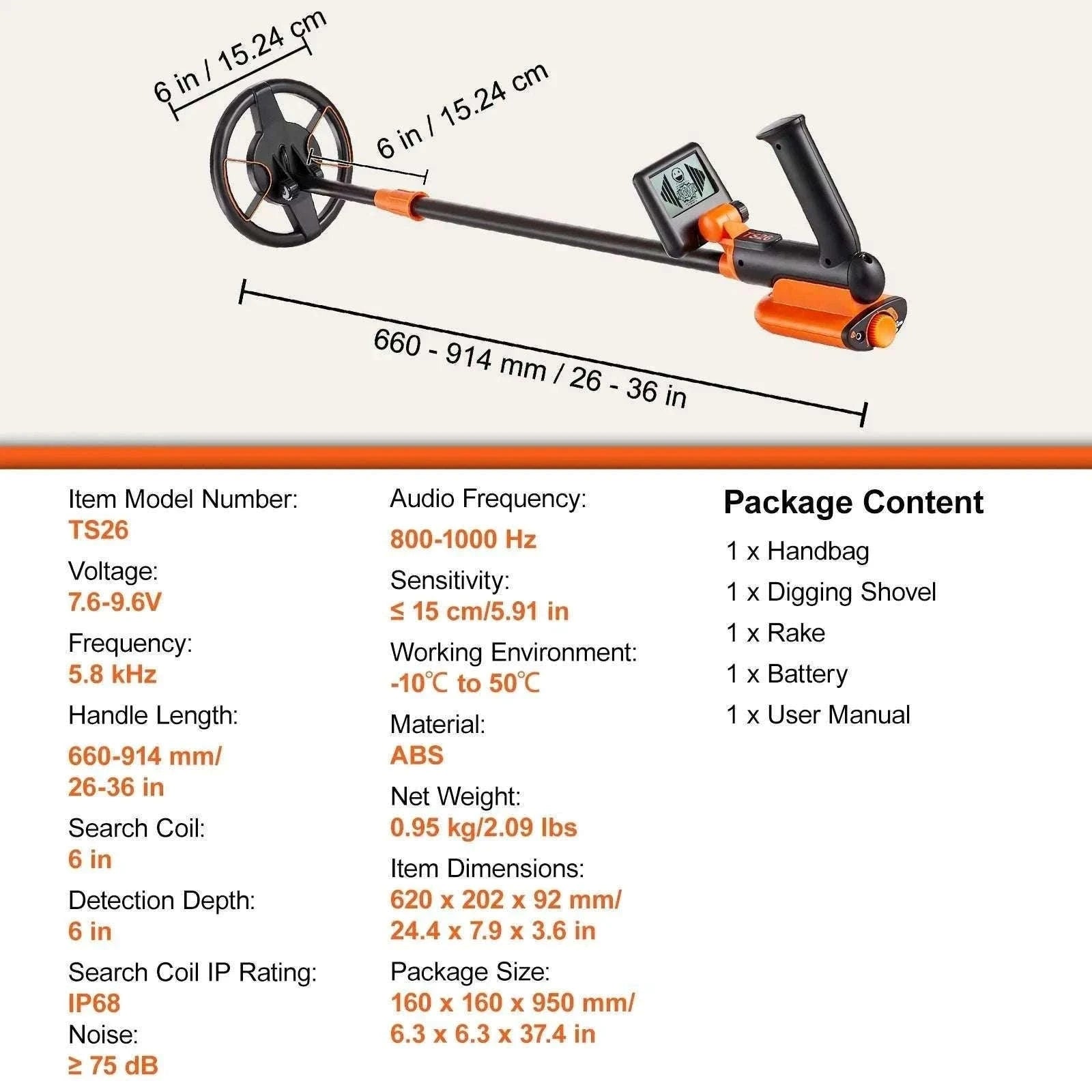 Kids Metal Detector 6" Waterproof Coil with LCD & Adjustable Handle-6 Inch Search Coil / france