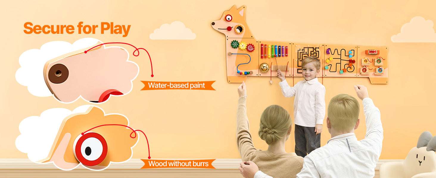 Kids Montessori Wall Busy Board – 12 Activity Sensory Panel-Puppy / United States