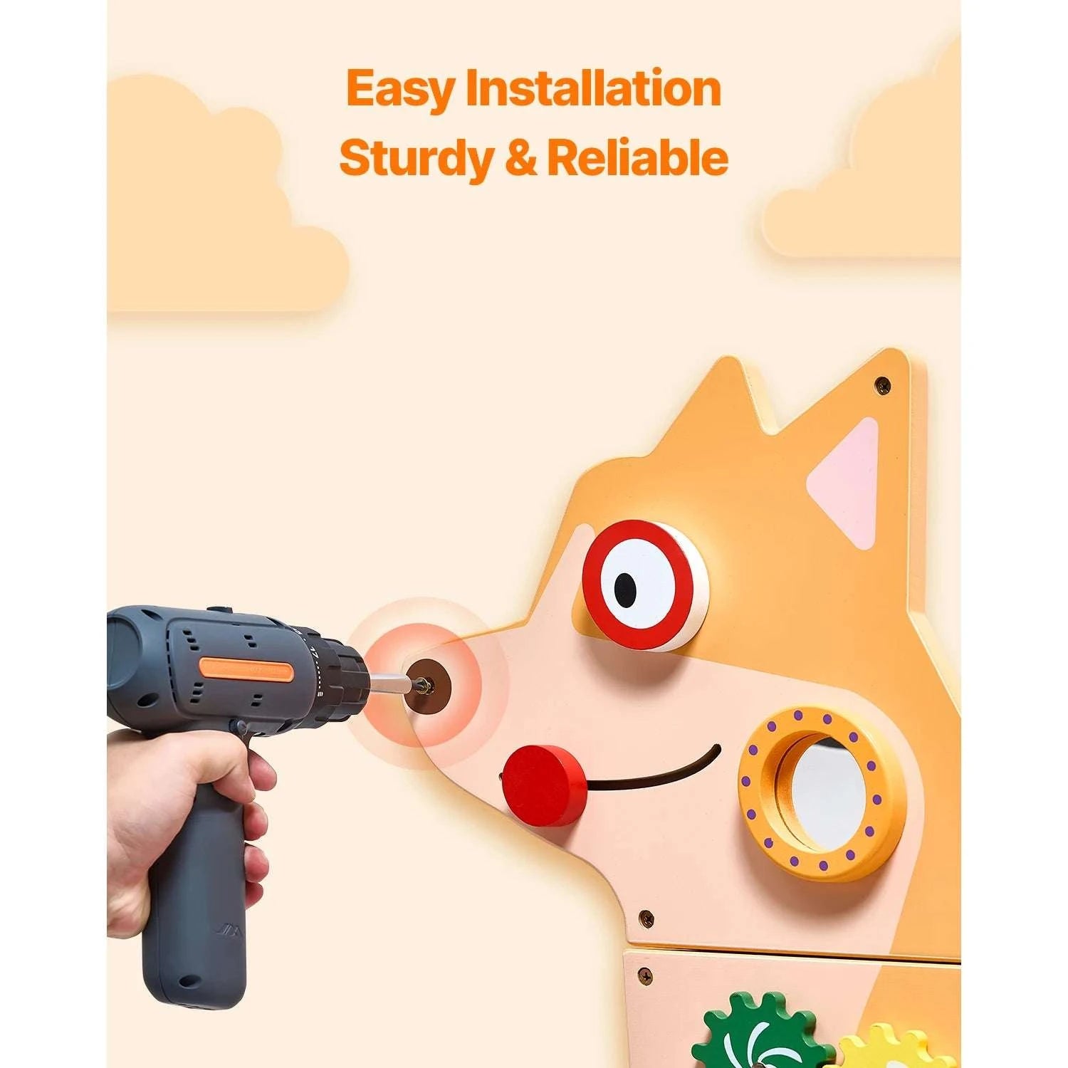Kids Montessori Wall Busy Board – 12 Activity Sensory Panel-Puppy / United States