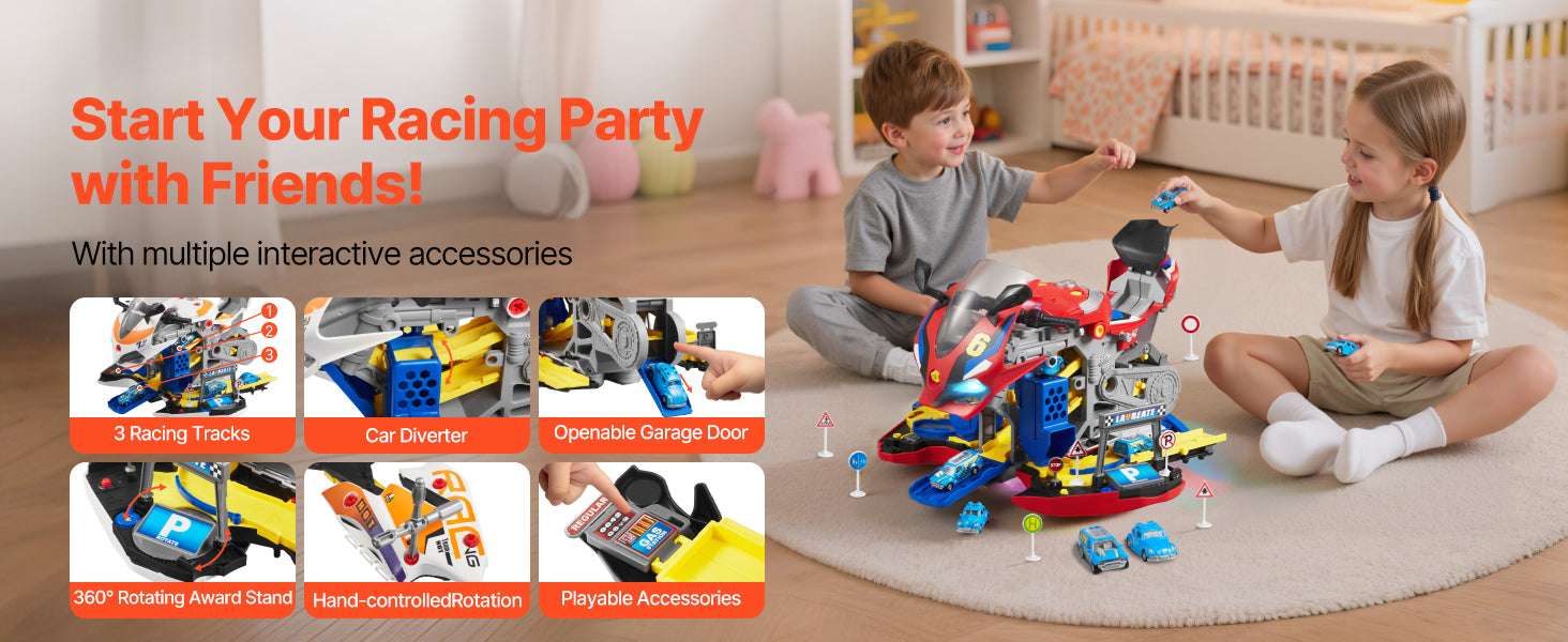 Kids Motorcycle Engine Toy Set with Lights, Sounds & 25 Pieces-Yellow / United States