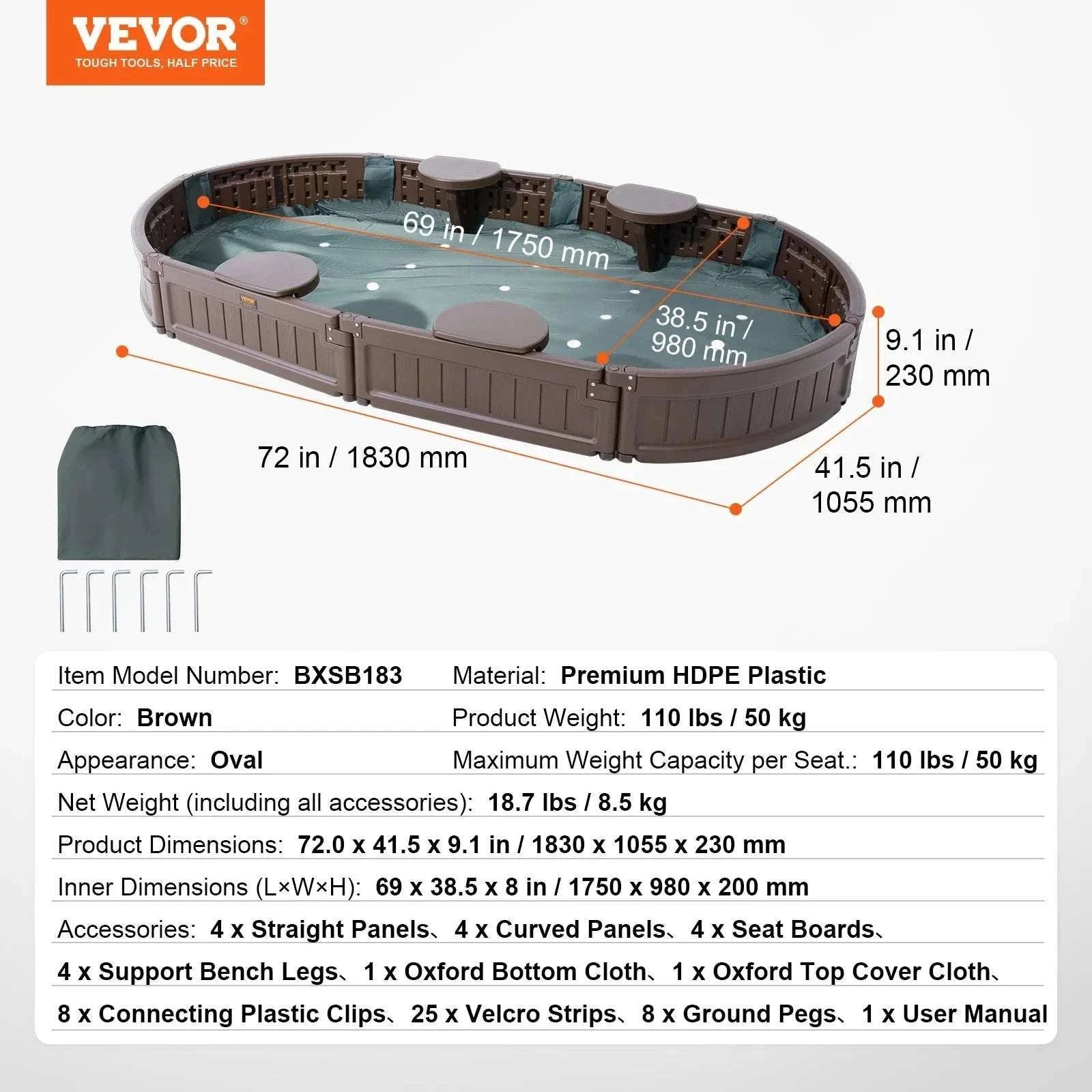 Kids Outdoor Sandbox with Cover & Seats 48.6" Square Play Sand Pit-Square Roof / CZECH REPUBLIC