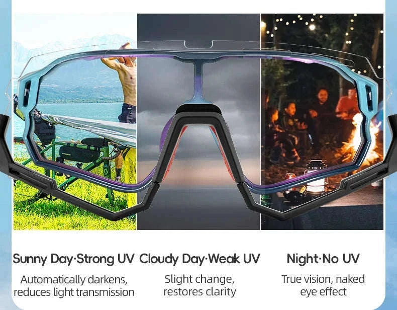 Kids Photochromic Cycling Sunglasses UV400 Protective Sports Eyewear-SP314-03 / Photochromic Lens