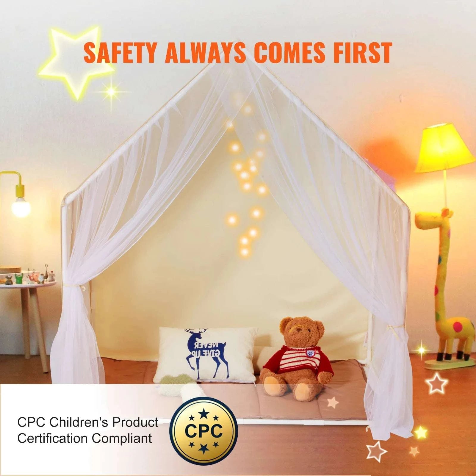 Kids Play Tent with Mat & Light – Indoor Outdoor Yurt for Ages 1–5-france