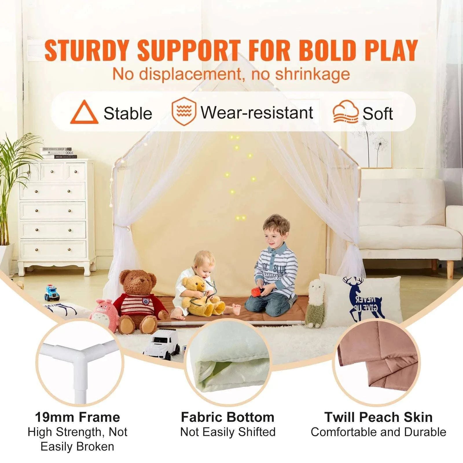 Kids Play Tent with Mat & Light – Indoor Outdoor Yurt for Ages 1–5-france