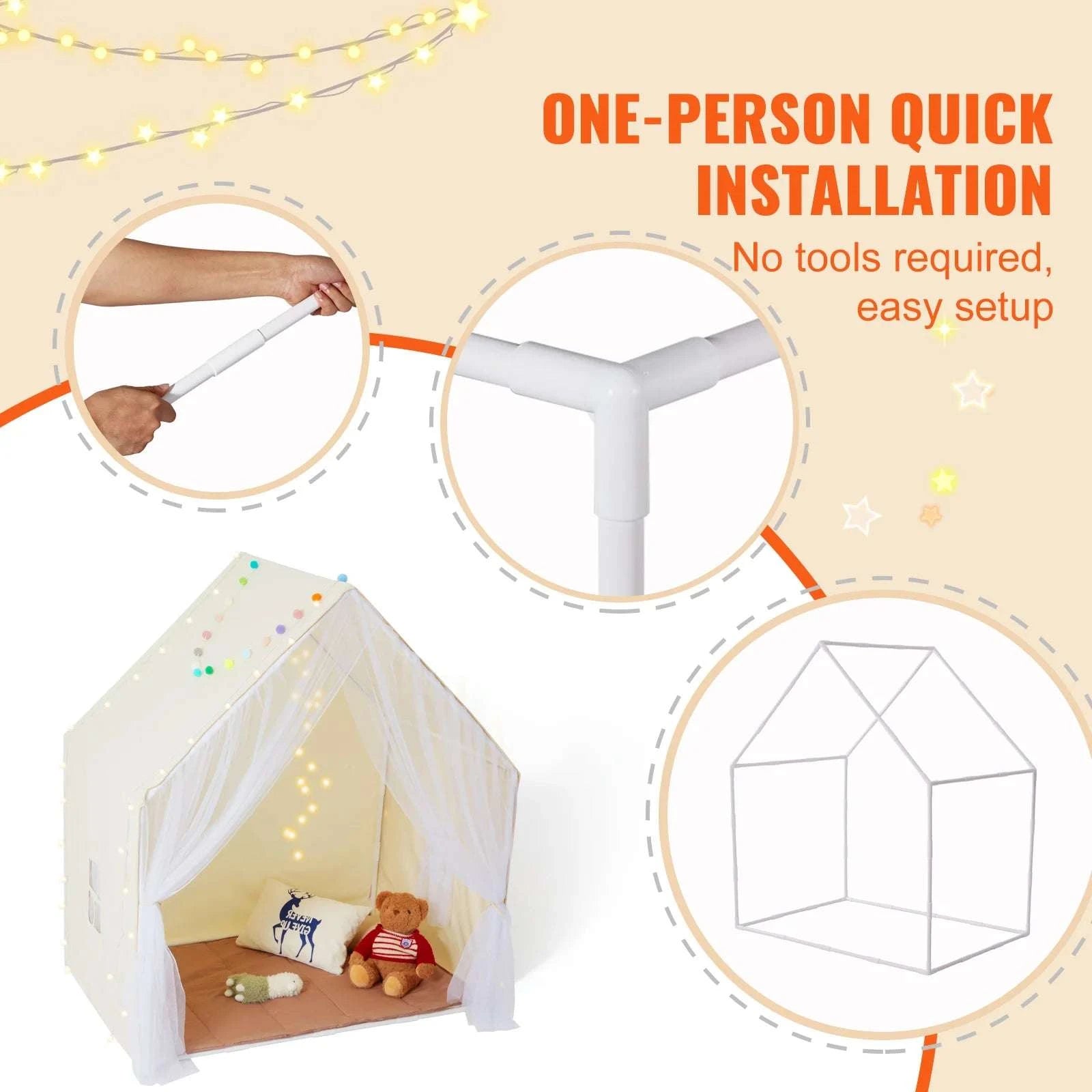 Kids Play Tent with Mat & Light – Indoor Outdoor Yurt for Ages 1–5-france