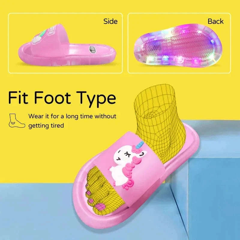 Kids Unicorn Light-Up Slippers for Cozy Everyday Wear-Blue 1 / 24-25(Insole 14.5CM)