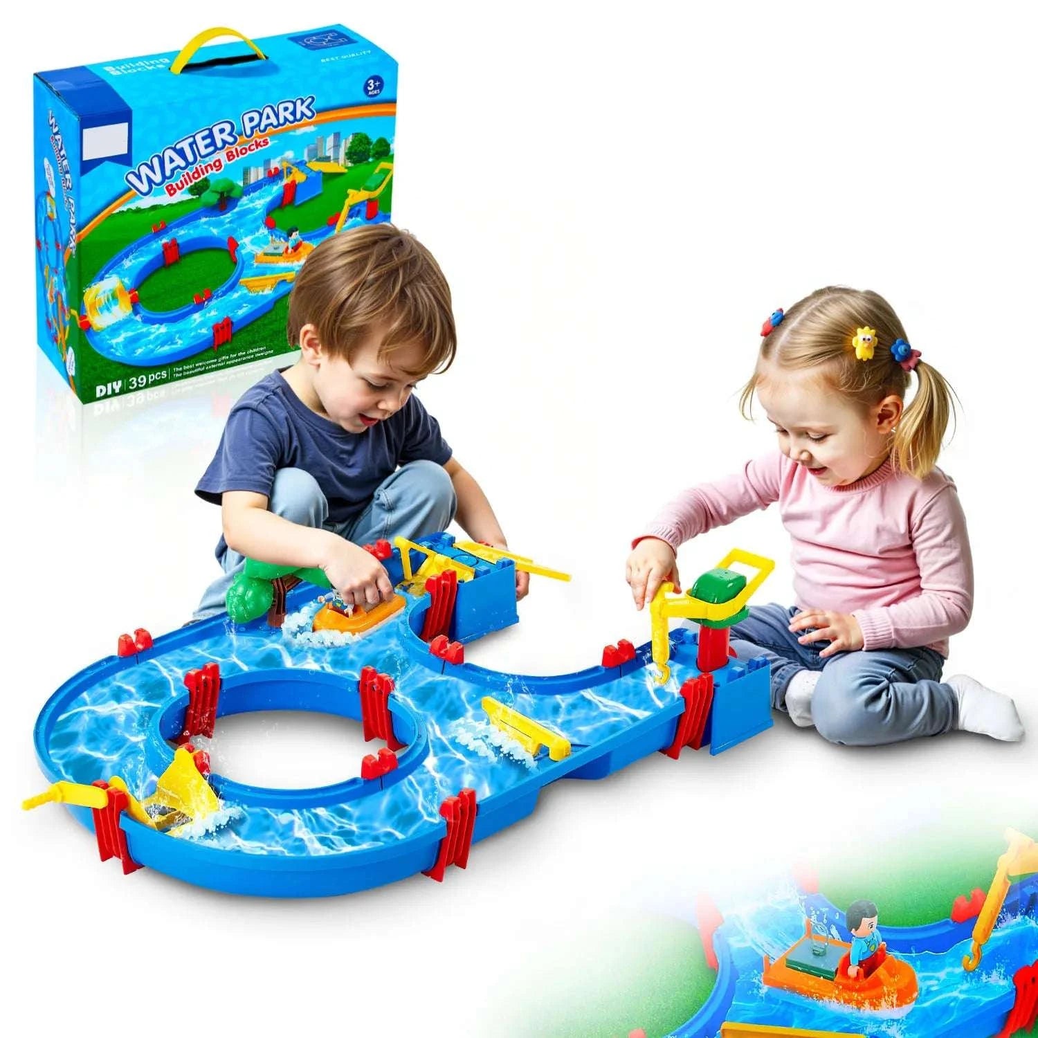 Kids Water Play Table with 39PCS Accessories Outdoor Summer Toy-Blue / United States