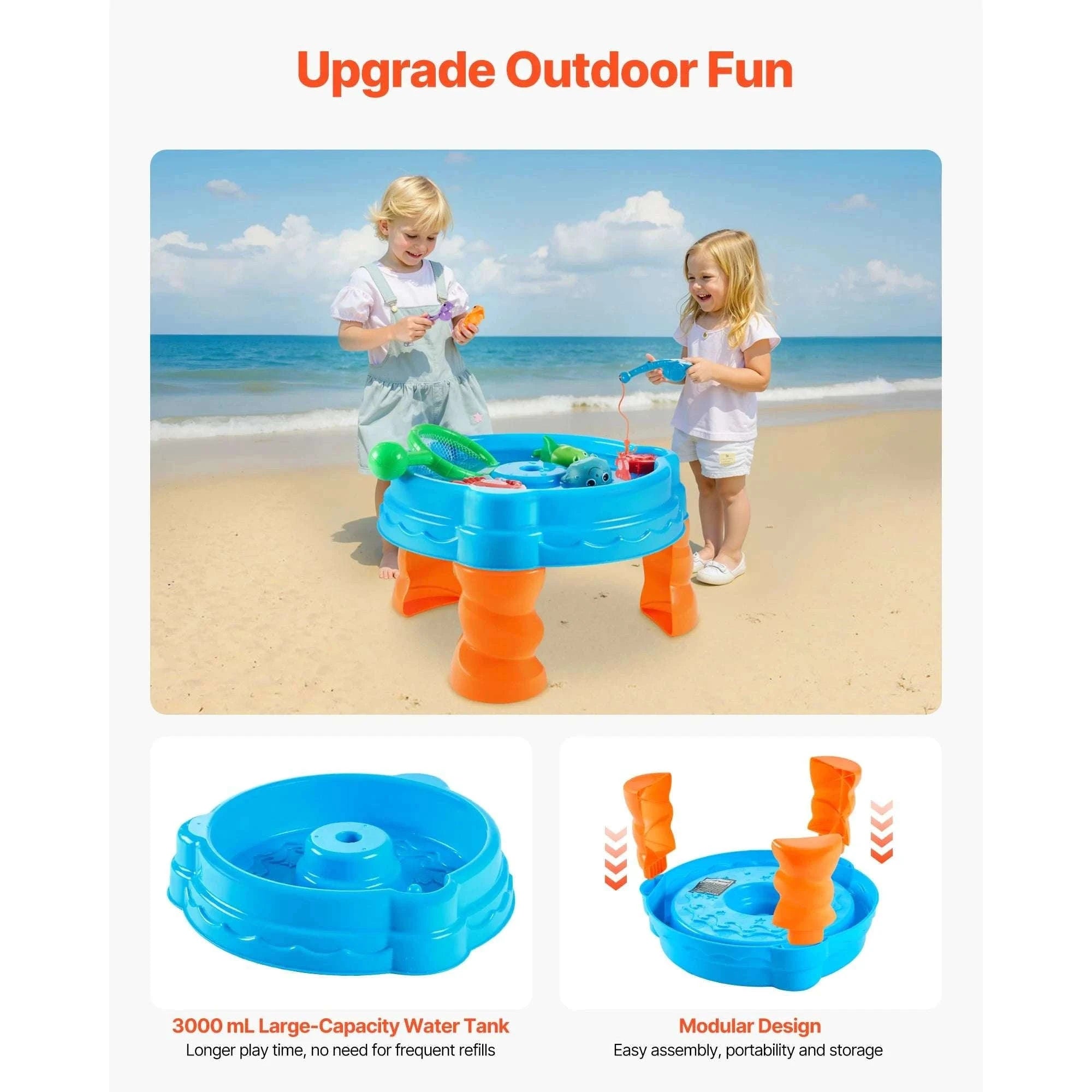 Kids Water Table Playset with Fishing Game & 9 Accessories-Blue / CZECH REPUBLIC