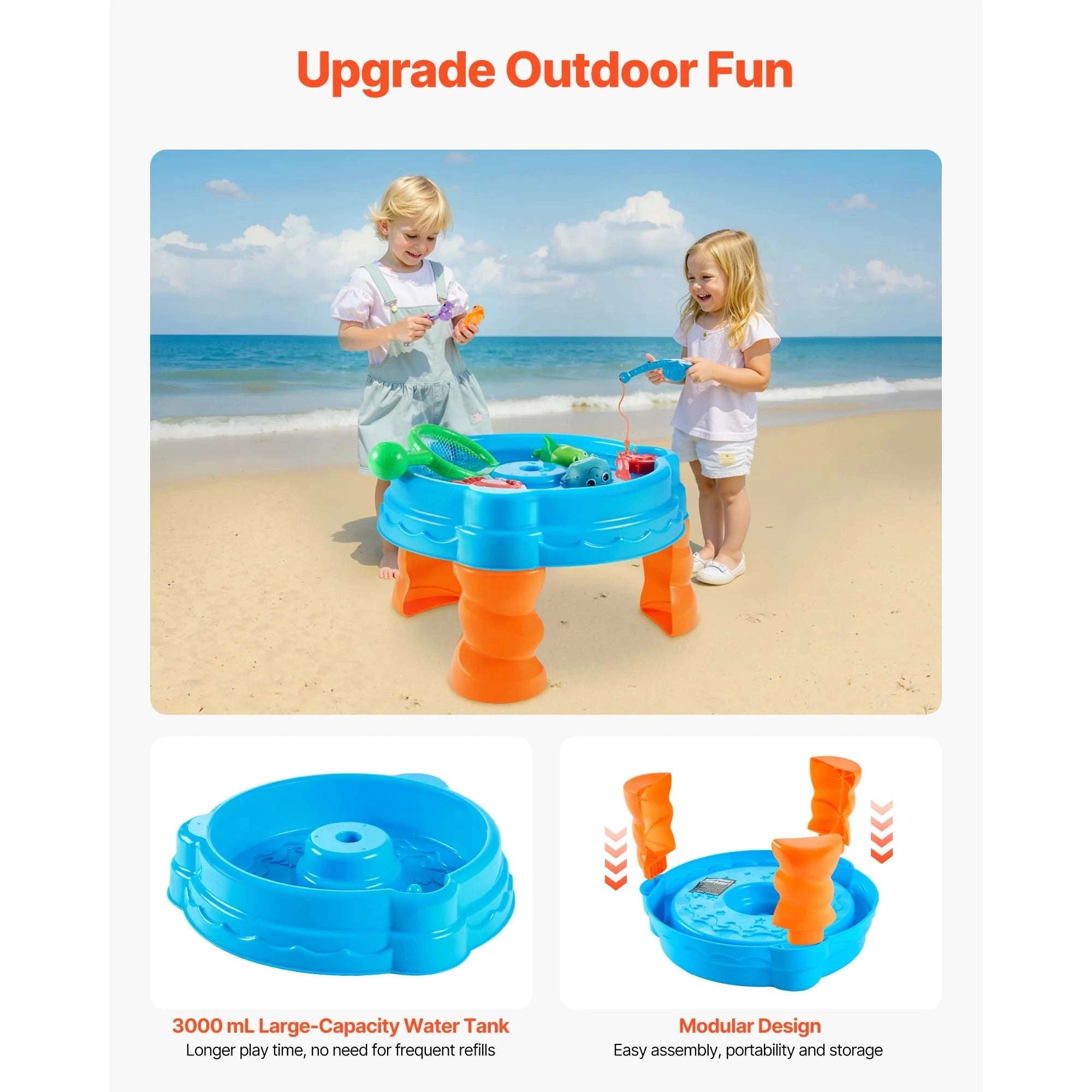 Kids Water Table Playset with Fishing Game & 9 Accessories-Blue / CZECH REPUBLIC