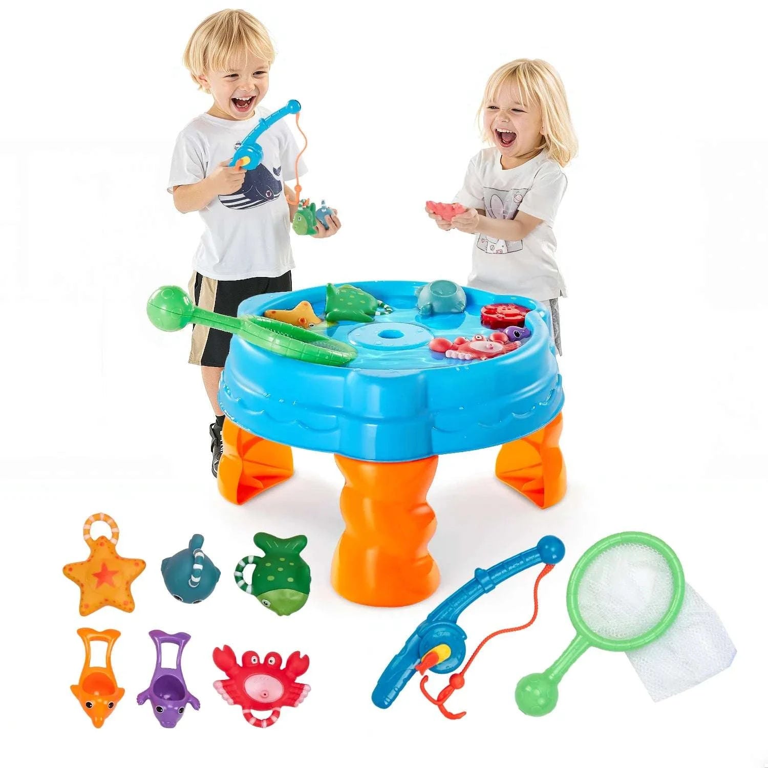 Kids Water Table Playset with Fishing Game & 9 Accessories-Blue / CZECH REPUBLIC