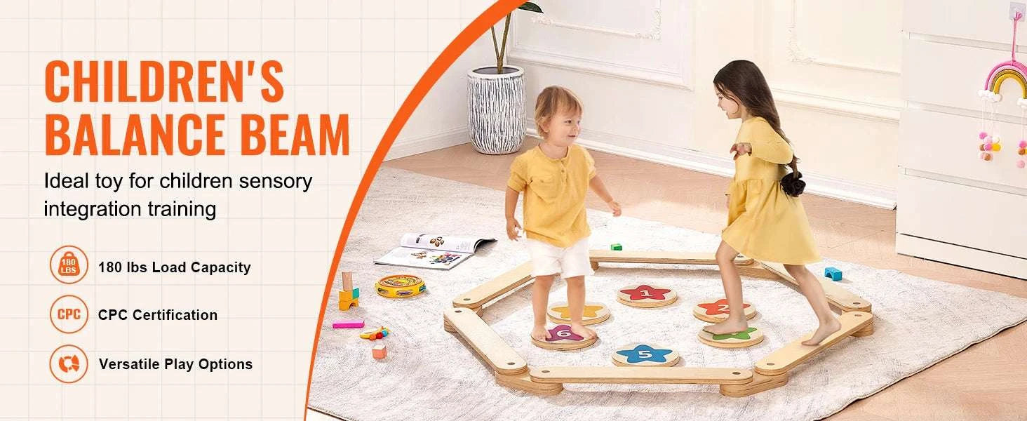 Kids Wooden Balance Beam Set with Stepping Stones (6PCS Montessori Toy)-6pcs / spain
