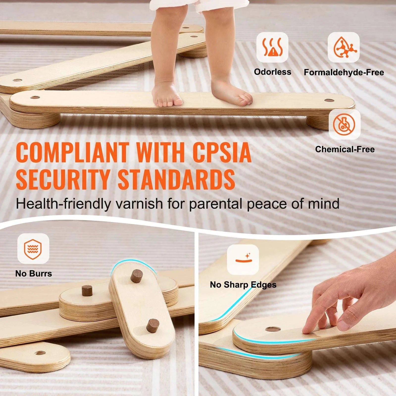 Kids Wooden Balance Beam Set with Stepping Stones (6PCS Montessori Toy)-6pcs / spain