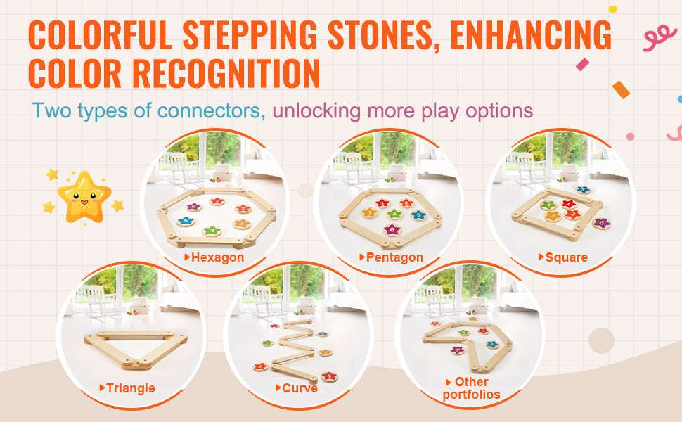 Kids Wooden Balance Beam Set with Stepping Stones (6PCS Montessori Toy)-6pcs / spain