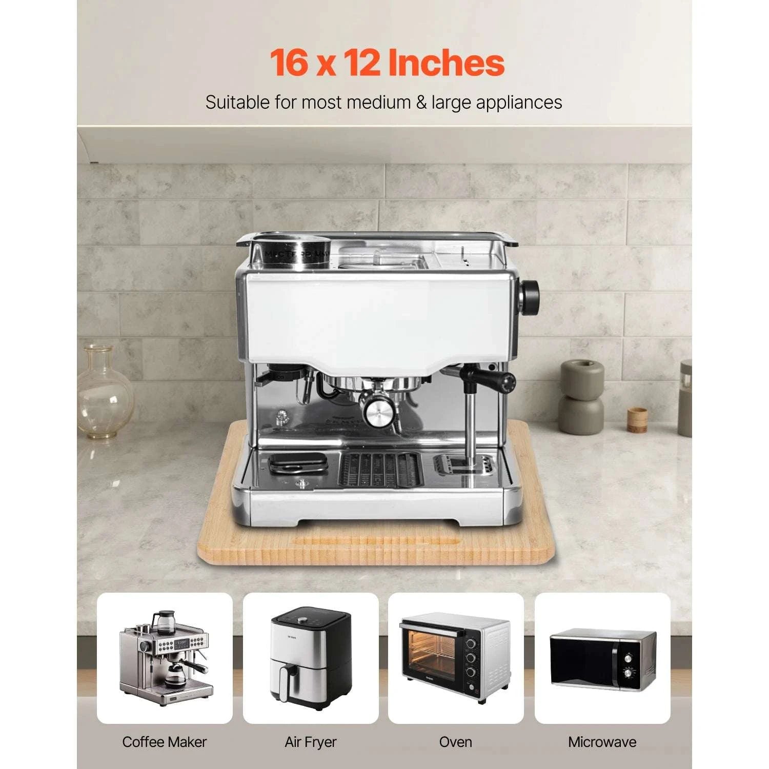 Kitchen Appliance Sliding Tray with Silent Wheels for Countertop Use-14 x 9.5 in / United States