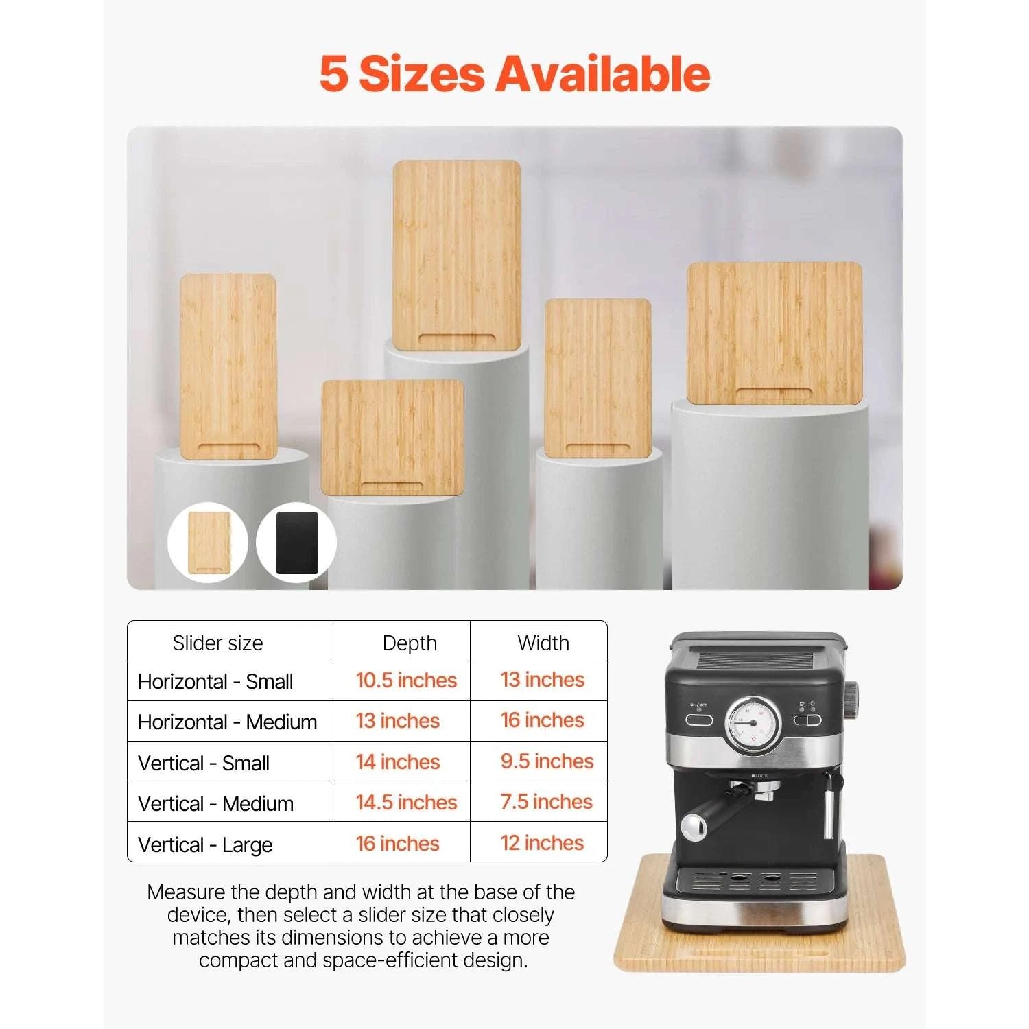Kitchen Appliance Sliding Tray with Silent Wheels for Countertop Use-14 x 9.5 in / United States