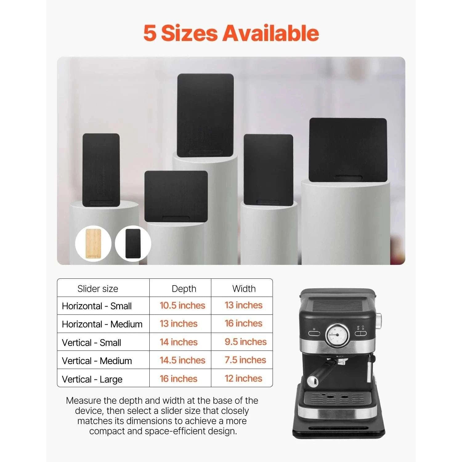 Kitchen Appliance Sliding Tray with Wheels for Coffee Makers-10.5 x 13 in / United States