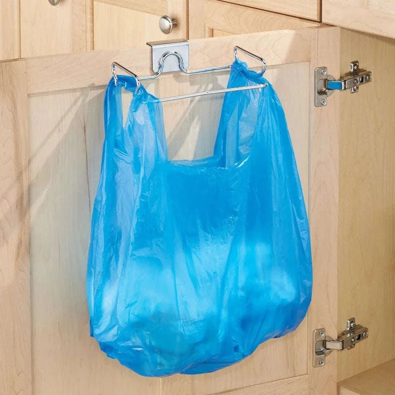 Kitchen Cabinet Door Trash Rack, Stainless Steel Garbage Bag Holder-Black