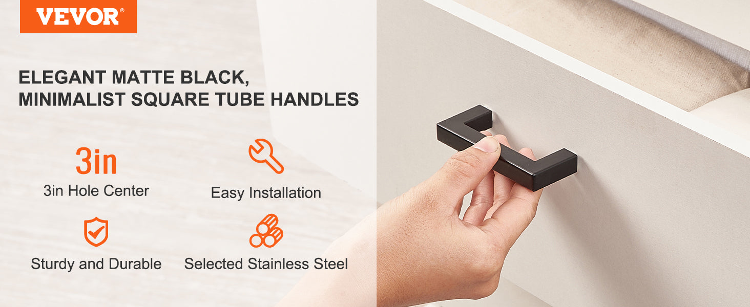 10/30 Pack Stainless Steel Cabinet Pulls Matte Black