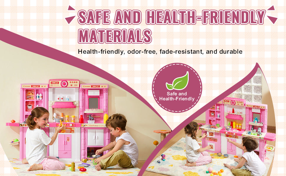 Set Cucina Giocattolo per Bambini 74 PEZZI con Luci e Suoni Gioco Chef 3-in-1