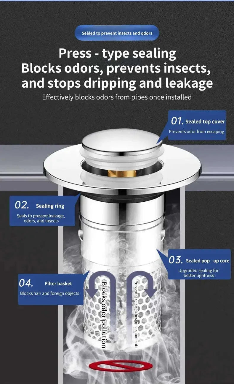 Kitchen Pop‑up Drain Filter – Easy Press Design and Clog Prevention-Split type 2PCS