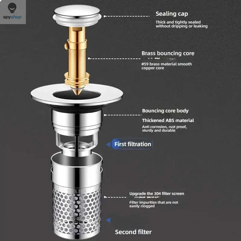 Kitchen Pop‑up Drain Filter – Easy Press Design and Clog Prevention-Split type 2PCS