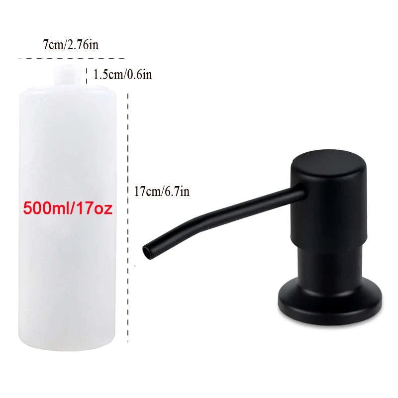 Kitchen Sink Soap Dispenser with Under-Sink Tube System-Black