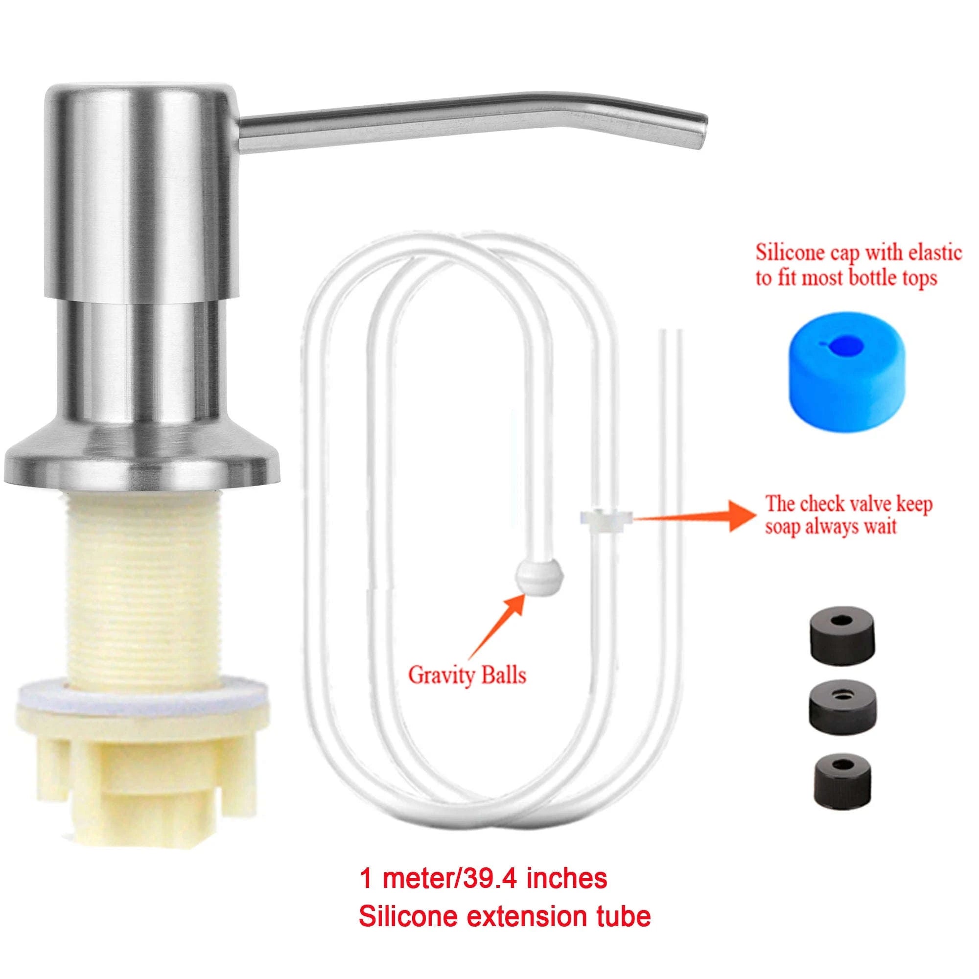 Kitchen Sink Soap Dispenser with Under-Sink Tube System-Black