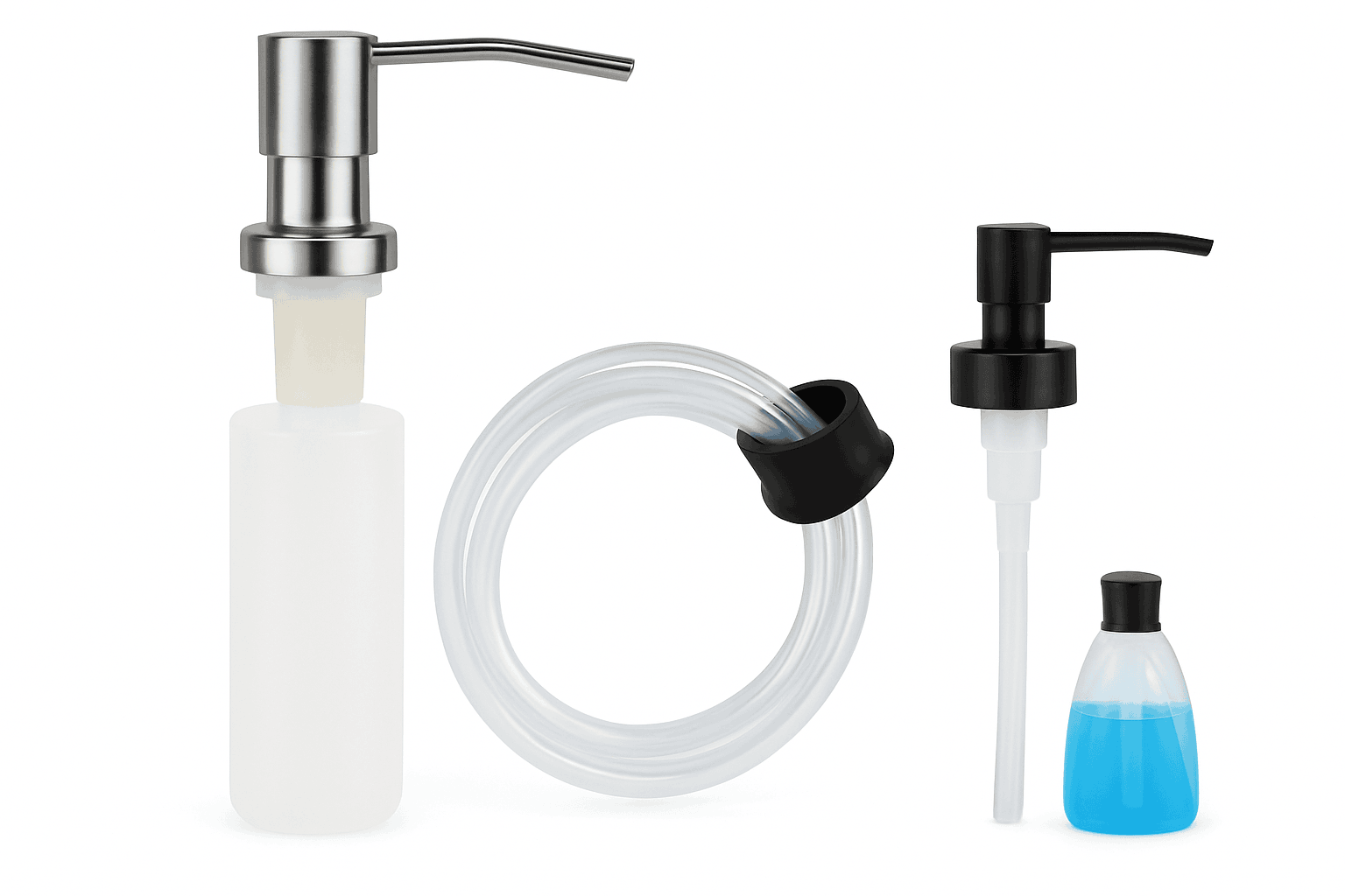 Kitchen Sink Soap Dispenser with Under-Sink Tube System-Black