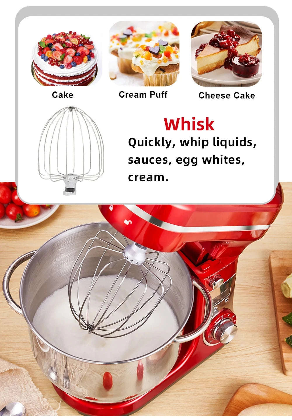 Kitchen Stand Mixer 6-Speed 1200W 6L-6L Red BM-601 / UK / United Kingdom
