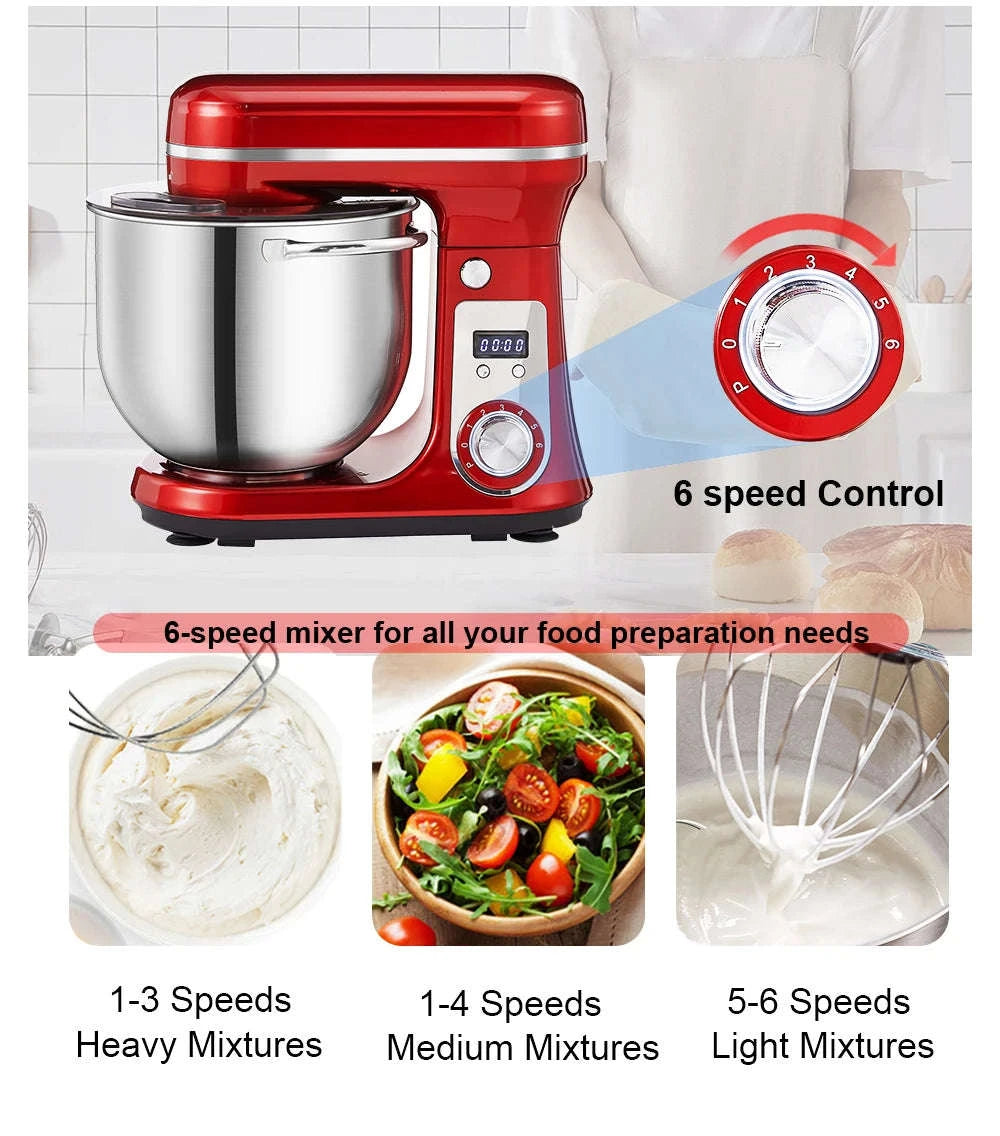 Kitchen Stand Mixer 6-Speed 1200W 6L-6L Red BM-601 / UK / United Kingdom