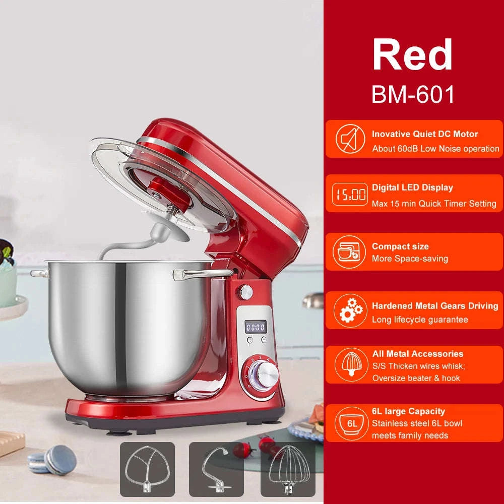 Kitchen Stand Mixer 6-Speed 1200W 6L-6L Red BM-601 / UK / United Kingdom
