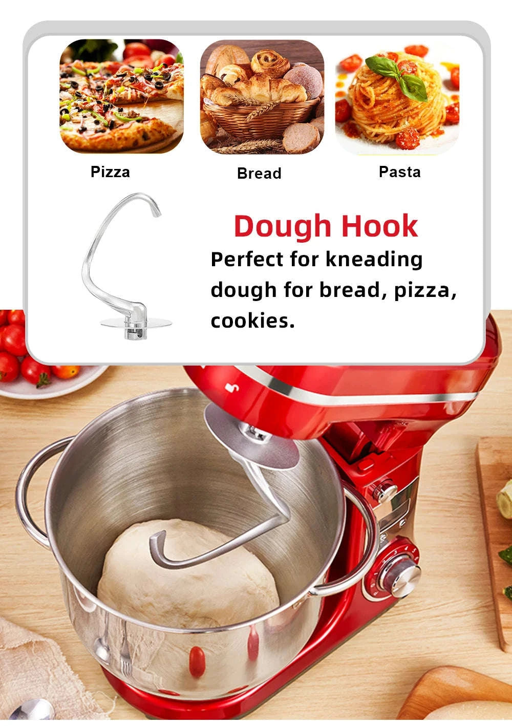 Kitchen Stand Mixer 6-Speed 1200W 6L-6L Red BM-601 / UK / United Kingdom