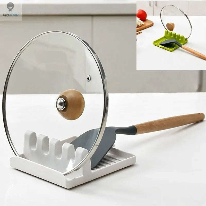 Kitchen Utensil Holder Rack – Multifunctional Rest for Spoons, Spatulas & Lids-White