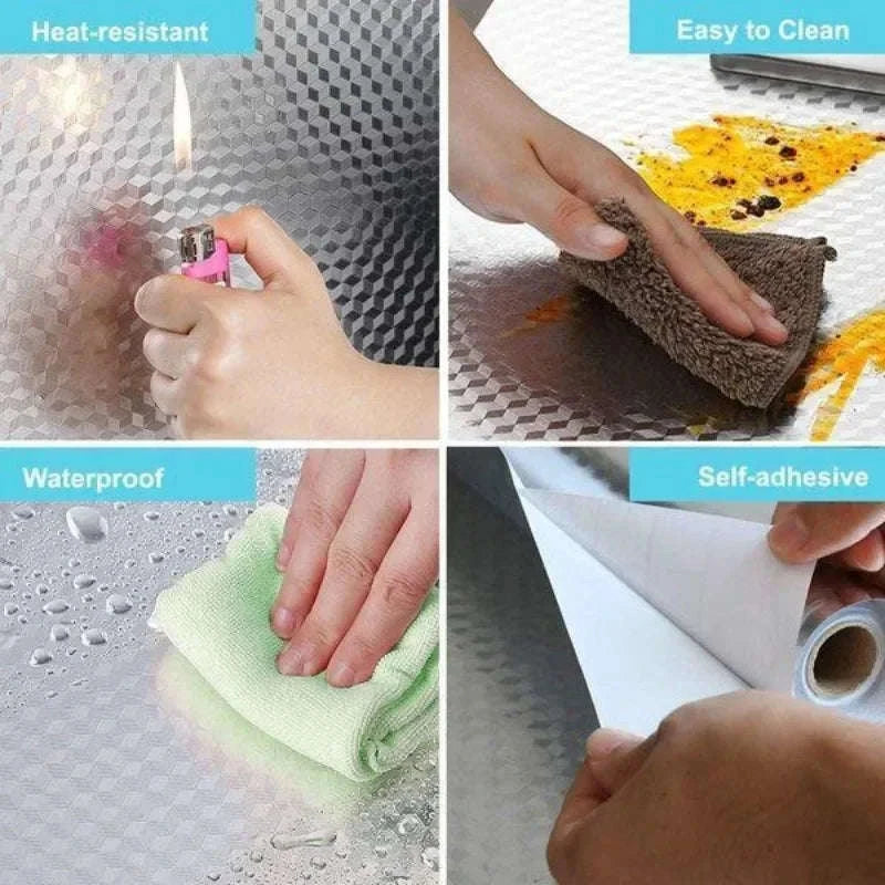 Kitchen Wallpaper Stickers – Self Adhesive Aluminum Foil Liner-40cm X 100cm-1pc