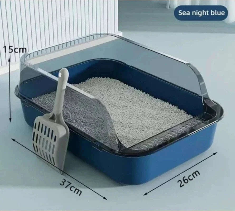 Kitty Sandbox Semi-Enclosed Cat Litter Box for Cleaner Floors-B Pink
