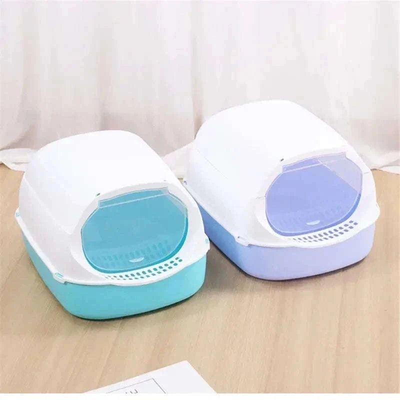 Kitty Sandbox Semi-Enclosed Cat Litter Box for Cleaner Floors-B Pink