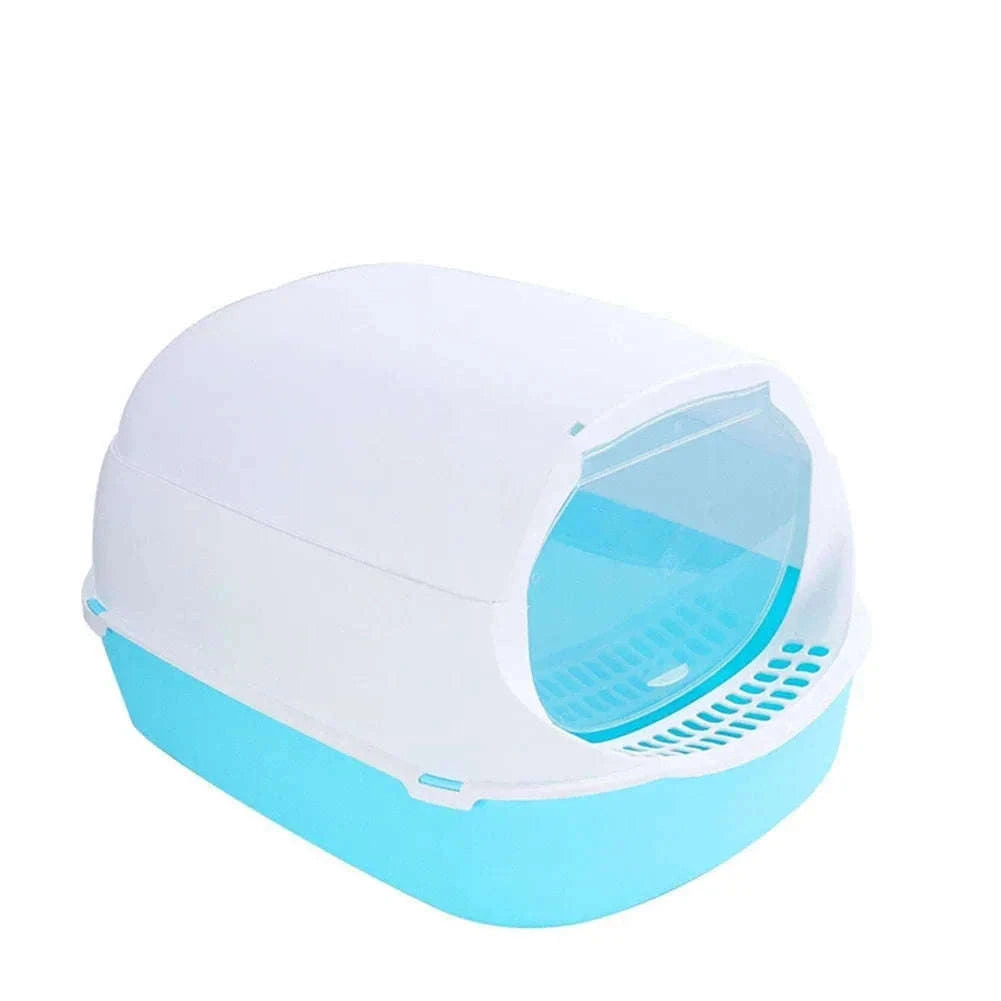 Kitty Sandbox Semi-Enclosed Cat Litter Box for Cleaner Floors-B Pink