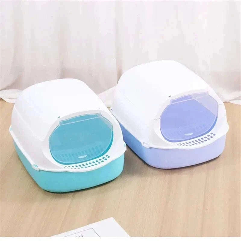 Kitty Sandbox Semi-Enclosed Cat Litter Box for Cleaner Floors-B Pink