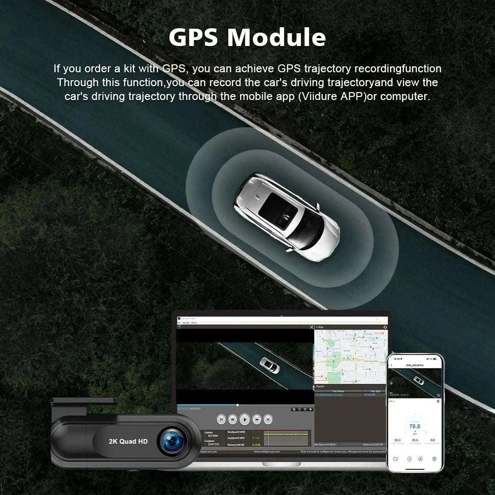 Kocam 2K WiFi Dash Cam with Night Vision and GPS Support-Only S40 Dashcam / 64G