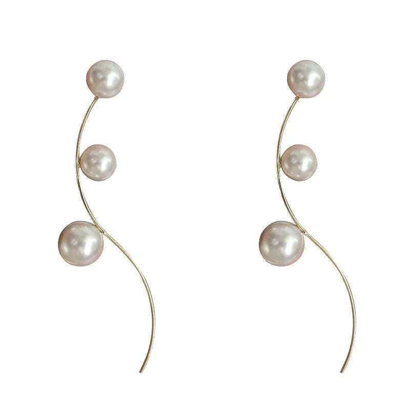 Korean Long Tassel Pearl Dangle Earrings for Women-1