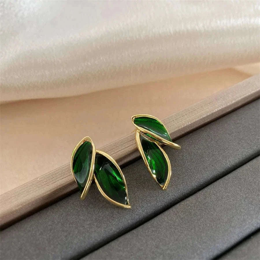 Korean Metal Leaf Stud Earrings for Effortless Everyday Style-661730