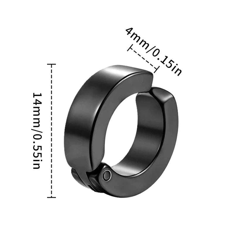 Korean Punk Ear Clips in Black Stainless Steel-Steel