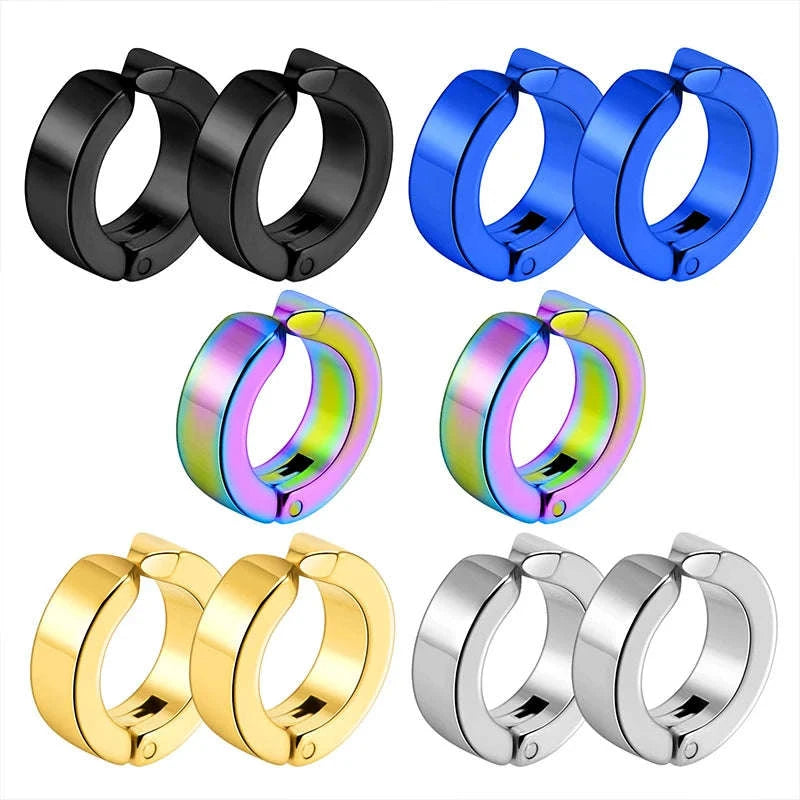 Korean Punk Ear Clips in Black Stainless Steel-Steel