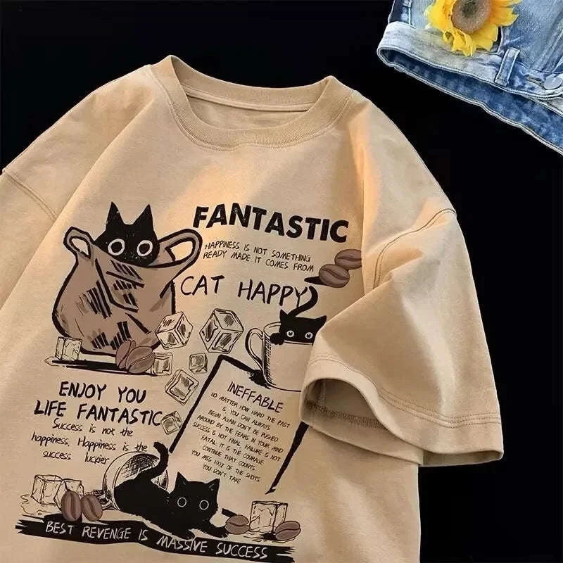 Korean Style Cartoon Print T-Shirt Unisex-2XL / Black