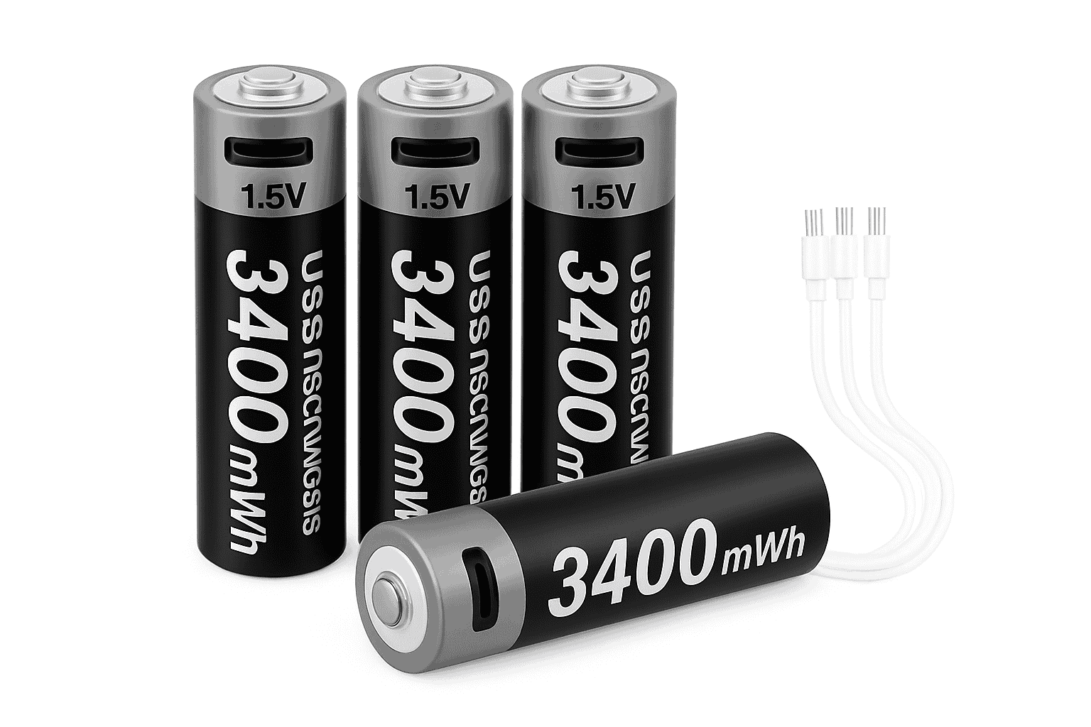Kuugro USB AA 1.5V 3400mWh Type-C Rechargeable Lithium Battery for Hunting Camera Remote Control Mouse Smart Door Lock Toys-USB AA 3400mWh 8PC / Mexico