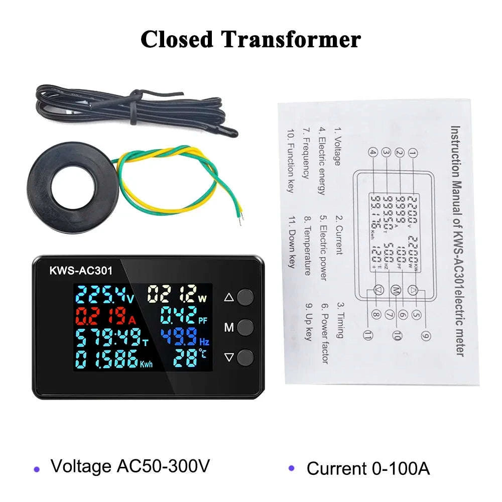 KWS-AC301 Wattmeter Power Meter Voltmeter-KWS-AC301L C